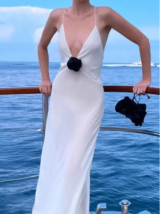 Diepe V-hals Maxi Gala Jurk