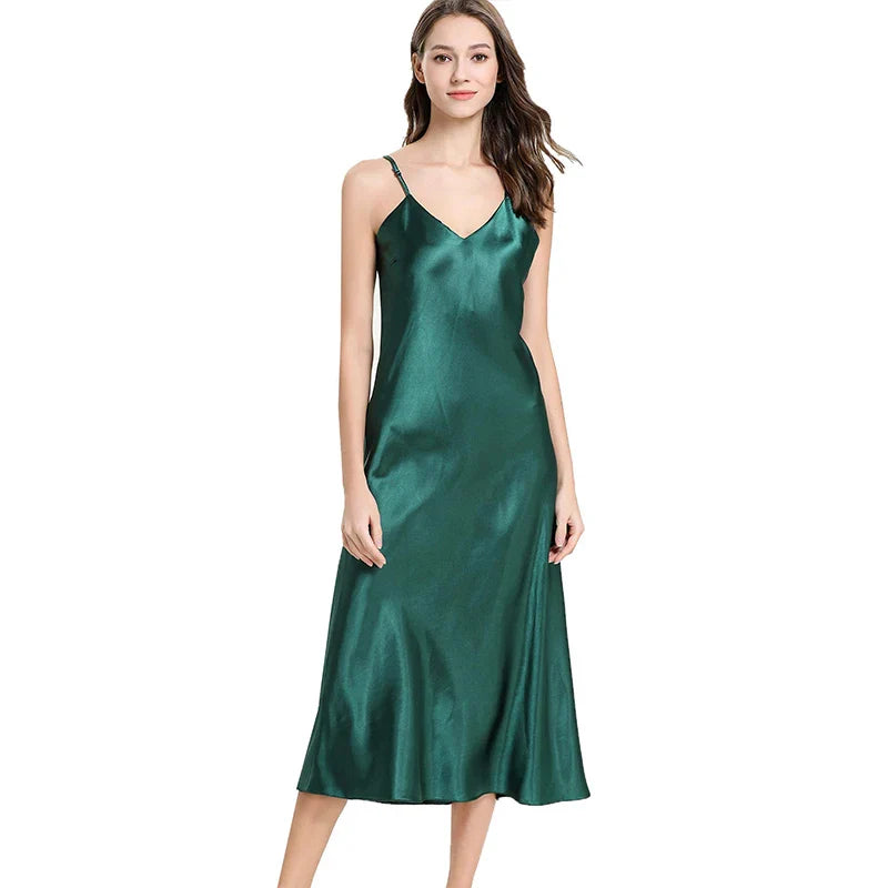 Heidi-Mode | Langes Satin Nachthemd Damen