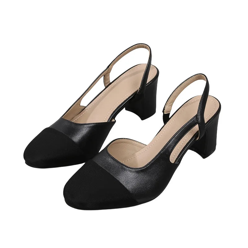 Heidi-Mode | Patchwork Leder Slingbacks Frauen Sandalen Mode Flache Ferse Frauen Schuhe Sexy Party Sandalen Kleid Hochzeit Party Schuhe