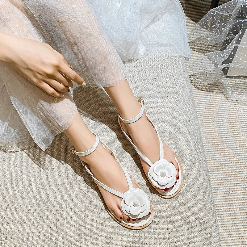 Heidi-Mode | Neue Sommer Damen Sandalen Modisches Blumenmuster Koreanischer Stil Festliche und Arbeitskleidung Damen Lässige Flache Schuhe Große Größen