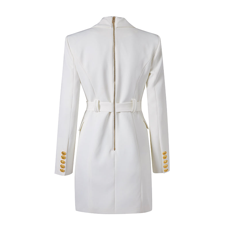 Heidi-Mode | Schicker Blazer Kleid mit Taillenband und Statement Knöpfen