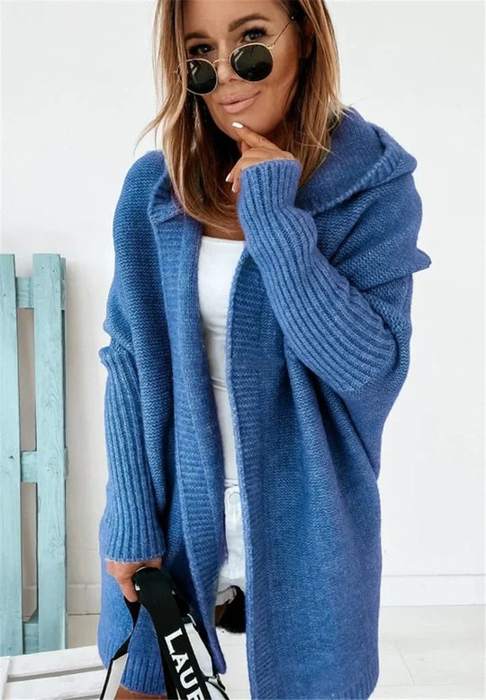 Heidi-Mode | Superweiche Gestrickte Strickjacke mit Taschen und Kapuze für Damen
