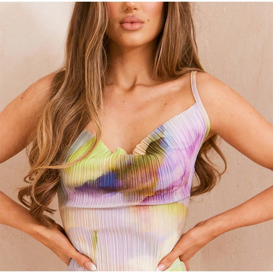 Heidi-Mode | Bedruckte Gefaltete Sling Sommerkleider