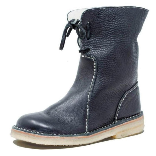 Heidi-Mode | Wasserdichte Lederstiefel mit warmem Wollfutter