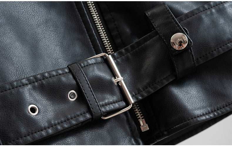 Heidi-Mode | PU-Leder Lange Moto Jacken mit Gürtel