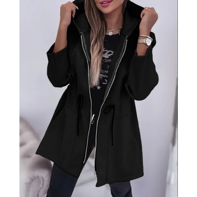 Heidi-Mode | Frühlingsjacke mit Kapuze und plissiertem Bund