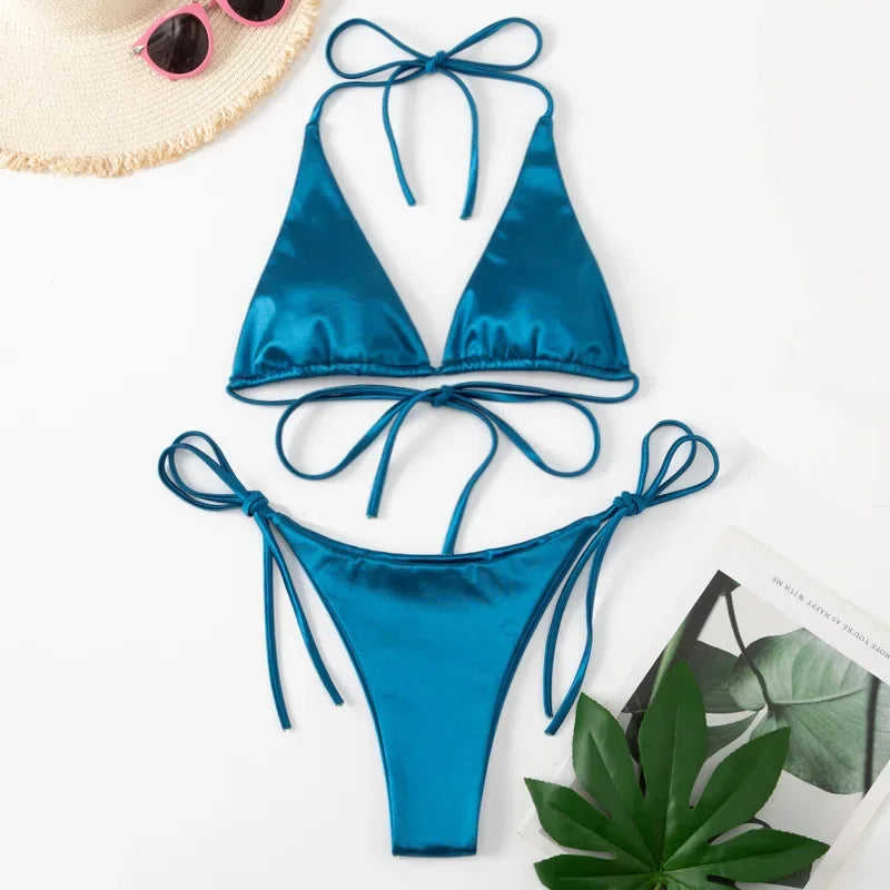Heidi-Mode | Frauen Sexy Mikro Mini Bikini Thong Halter G String Bh Bikinis Set Badeanzug Rückenfrei Neu Badebekleidung Badeanzüge