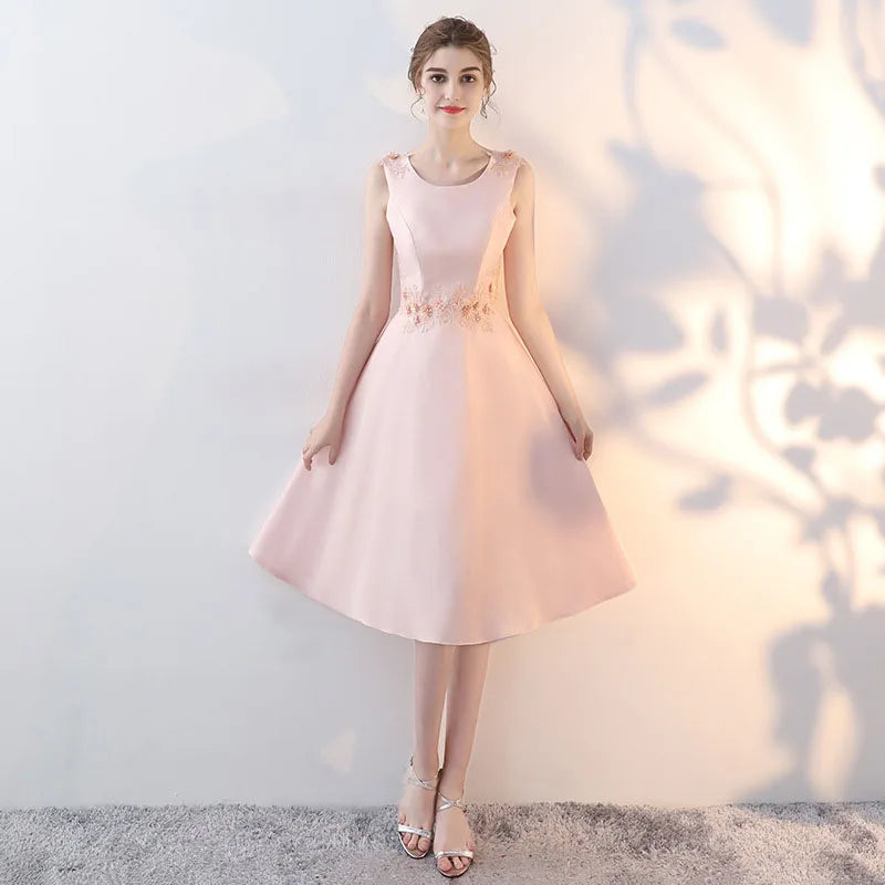 Heidi-Mode | Luxus Abendkleider Pink Festkleid Koreanische Mittelänge Elegantes Brautjungfernkleid für Frauen