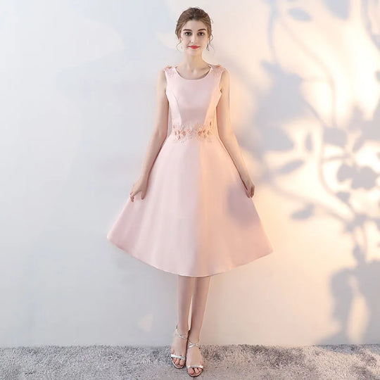Heidi-Mode | Luxus Abendkleider Pink Festkleid Koreanische Mittelänge Elegantes Brautjungfernkleid für Frauen