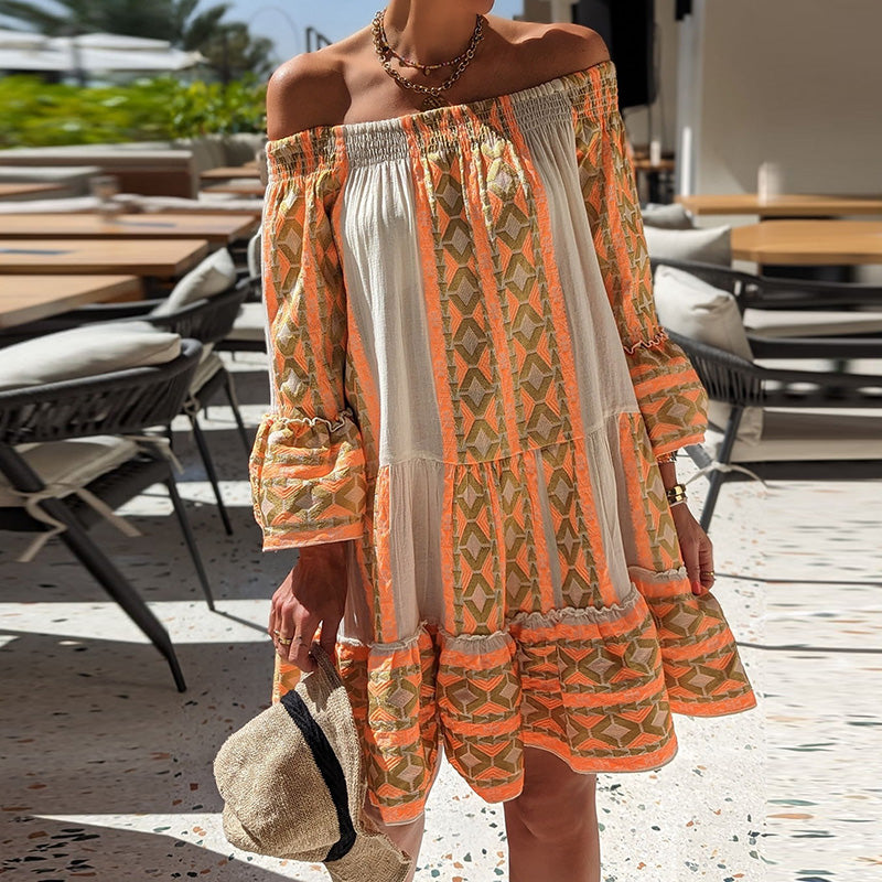 boho off-shoulder jurk