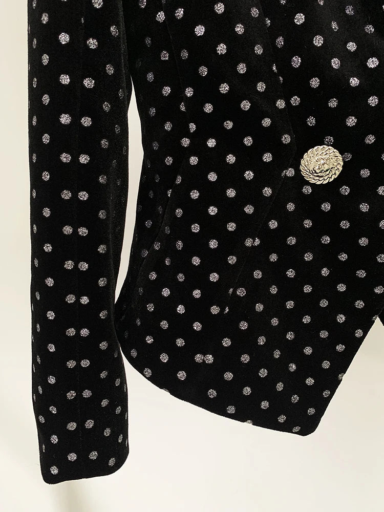 Heidi-Mode | Schimmernde Punktpünktchenmode Samt Blazer