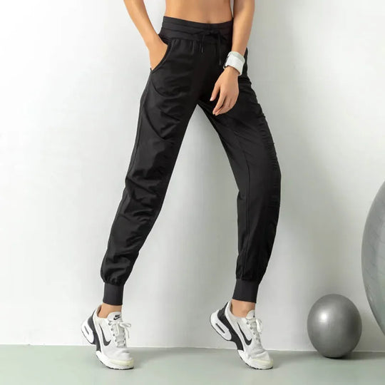 Heidi-Mode | Stoff Schnürsenkel Lauf Sport Joggers Frauen Schnell Trocknend Athletic Fitness Trainings Sweatpants mit Zwei Taschen Bewegung Hosen