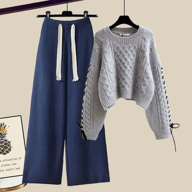 Heidi-Mode | Zweiteiliges Set für Frauen mit Pulli und Weitem, Bequemen und Warmen Hosen