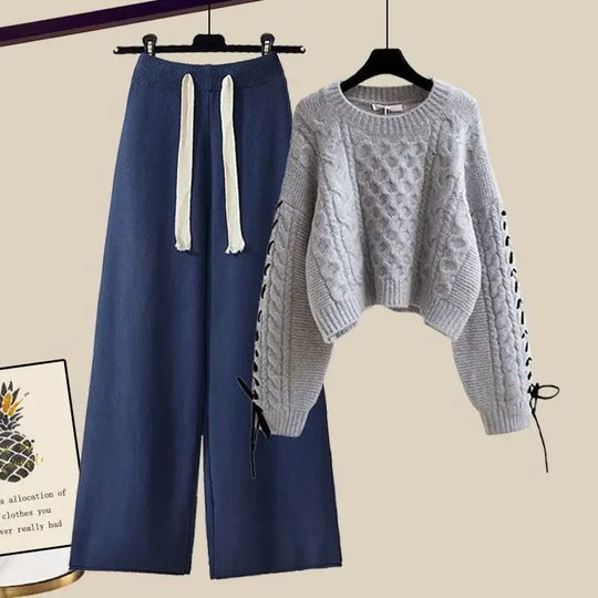 Heidi-Mode | Zweiteiliges Set für Frauen mit Pulli und Weitem, Bequemen und Warmen Hosen