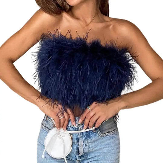 Heidi-Mode | Party Crop Top Verdeckter Reißverschluss Leichtgewichtig Bauchnabel Ausgestellt Ohne Ärmel Off Shoulder Damen Camisole Frauen Tube Top Guter Look