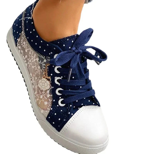Heidi-Mode | Trendy Blaue Schnürschuhe aus Canvas für Bequeme Tägliche