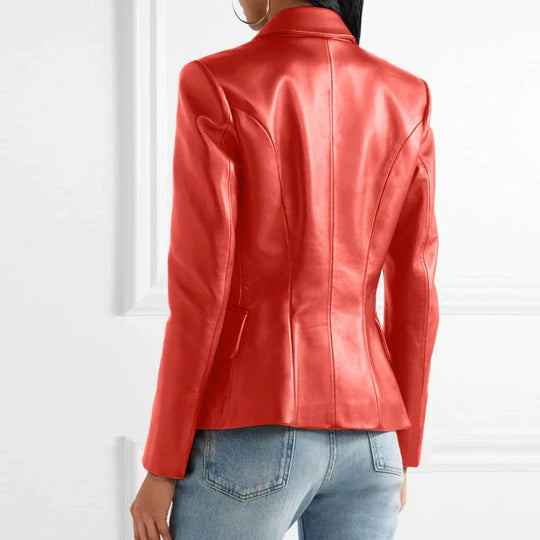 Heidi-Mode | Lederblazer Mit Doppelter Knopfleiste