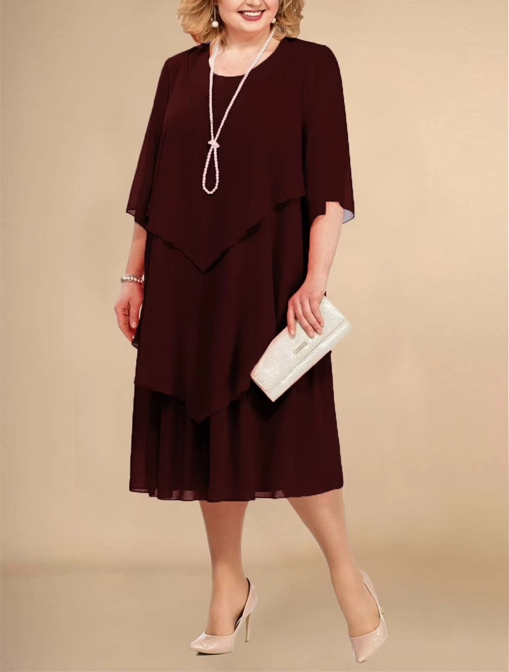 Heidi-Mode | Elegantes Chiffonkleid mit Lagen-Look