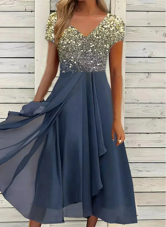 Heidi-Mode | Damen Chiffon Festkleid
