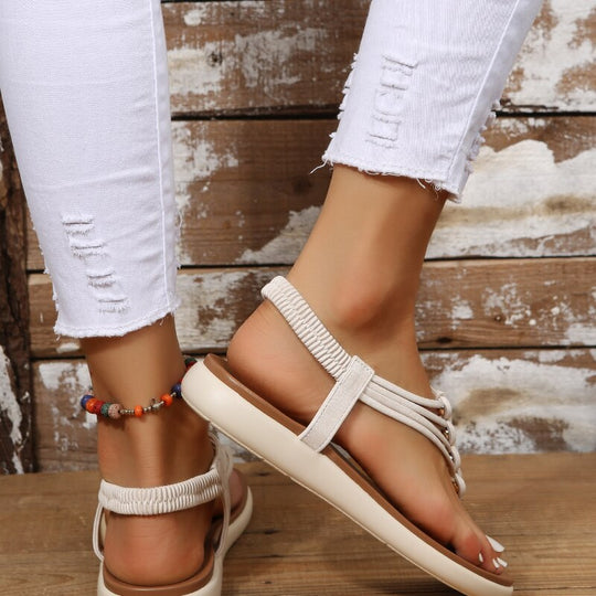 Heidi-Mode | PU-Braid Ball Flache Sandalen