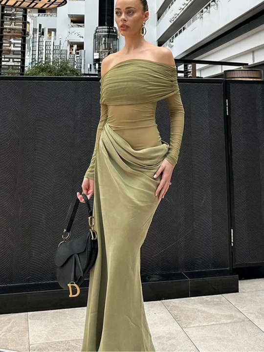 Heidi-Mode | Mesh Slash Neck Festival Kleid