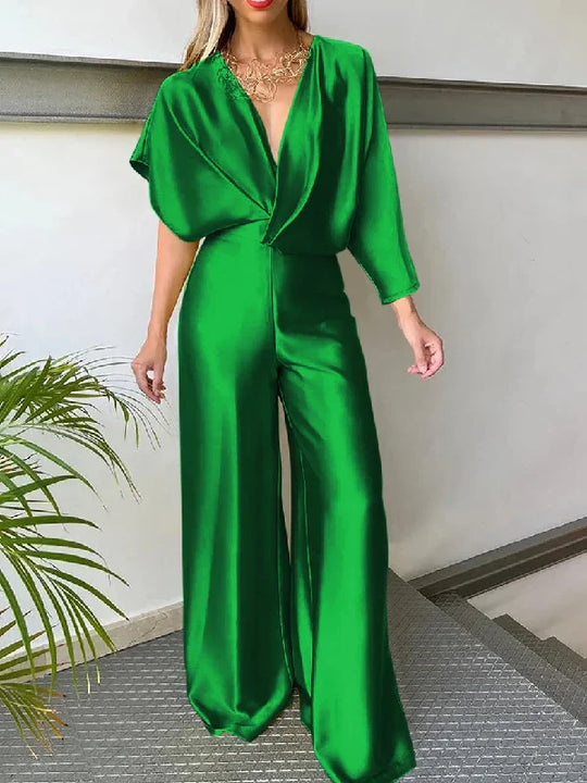 Heidi-Mode | Missuoo Neue Damen Einfarbige Jumpsuit Frühling Sommer Erwachsene Frau V-Ausschnitt Sexy Kurze Ärmel Hohe Taille Einteiler
