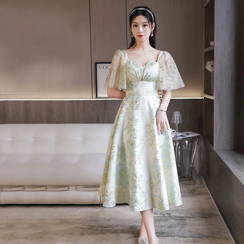 Heidi-Mode | Alltag Kann Tragen Französisches Kleid Blumig Heimkehr Kleider Kleid Kleine Bankett Prom Kleider für Besondere Anlässe