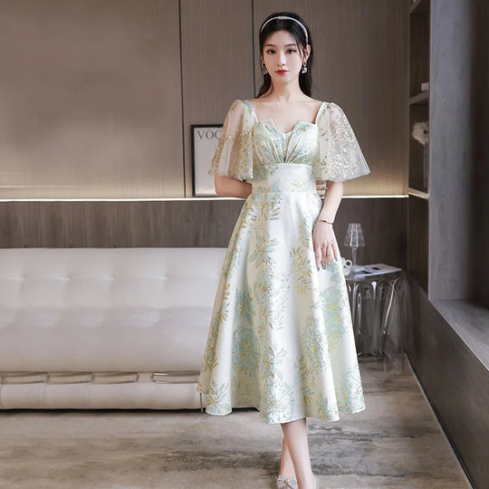 Heidi-Mode | Alltag Kann Tragen Französisches Kleid Blumig Heimkehr Kleider Kleid Kleine Bankett Prom Kleider für Besondere Anlässe