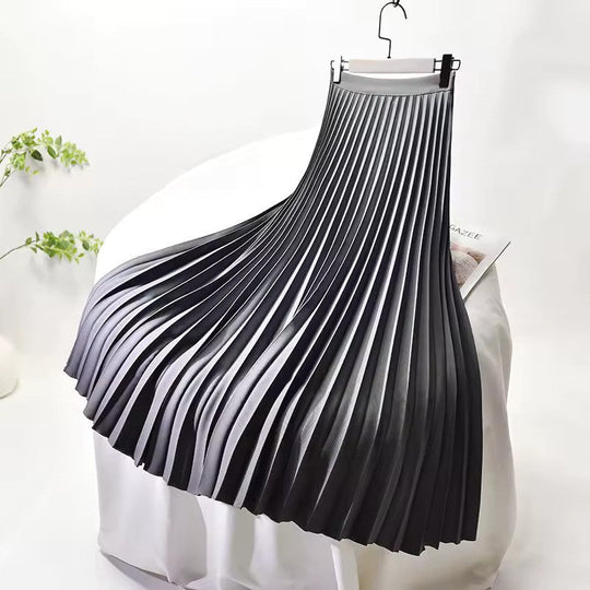 Heidi-Mode | Satin Plissee Rock Hohe Taille
