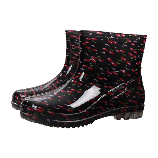 Heidi-Mode | Gummistiefel Wasserdicht mittelhoch Bedruckt Slip on Grip Sohle