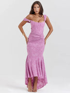 Heidi-Mode | Gerafftes Korsettkleid mit Tiefem Saum