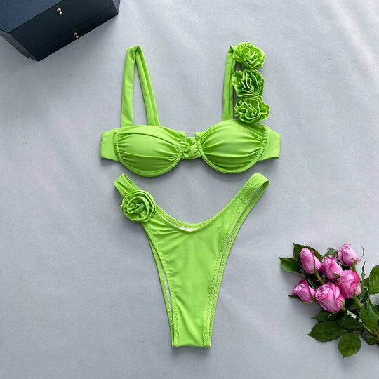 Heidi-Mode | Push Up Bikini Sexy Frauen Bademode Weibliche Bademode Sexy Bikini Set Brasilianisch Biquini Blumen Badeanzug Bandage Strandbekleidung