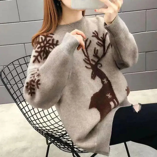 Heidi-Mode - Lässiger Winter Weihnachten Lockere Strickpullover für Frauen