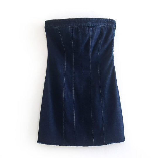 Heidi-Mode | Strapless Coole Damenkleid mit Jeans Look