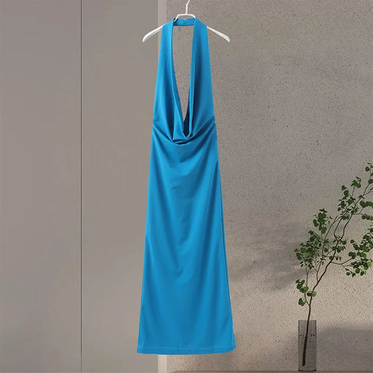 Heidi-Mode | Halter Offene V-Rückenlose Maxi Kleider