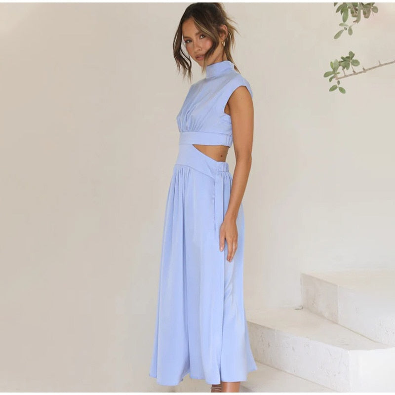 Heidi-Mode | Ärmellose Hohe Taille Ausgeschnittene Kleider