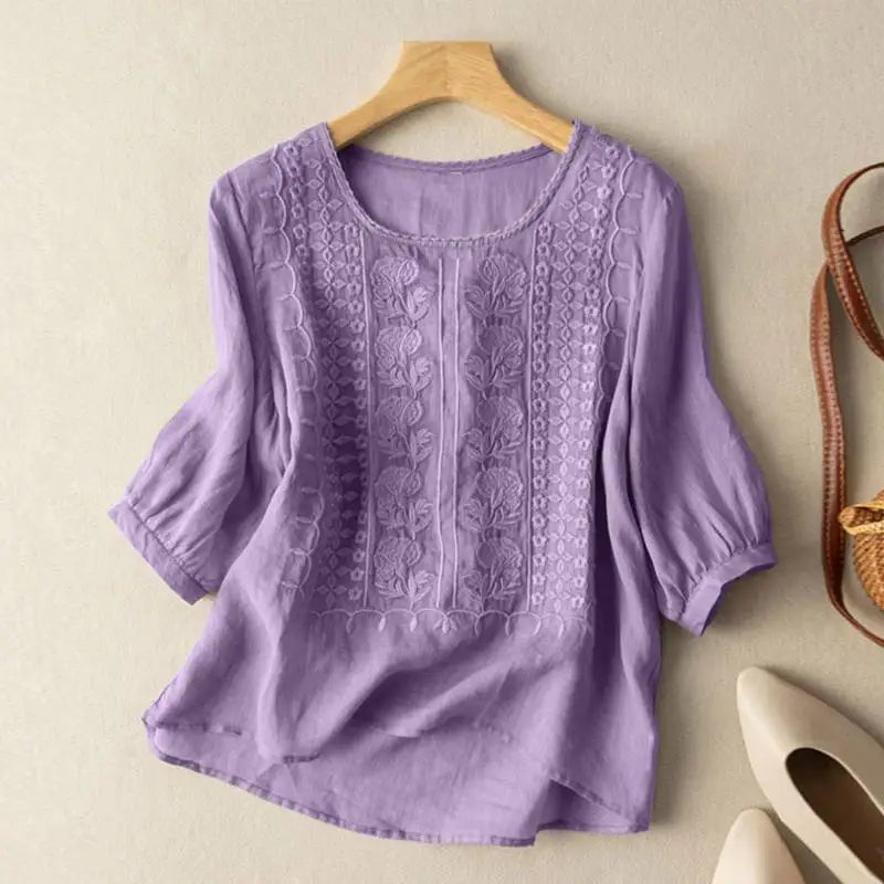 Heidi-Mode | Bestickte Lässige Bluse