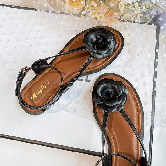 Heidi-Mode | Neue Sommer Damen Sandalen Modisches Blumenmuster Koreanischer Stil Festliche und Arbeitskleidung Damen Lässige Flache Schuhe Große Größen