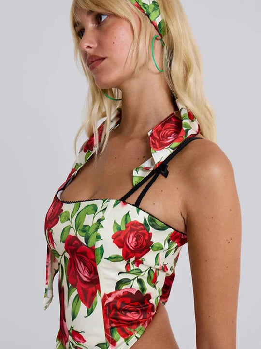 Heidi-Mode | Floral Top und Skinny Shorts Set
