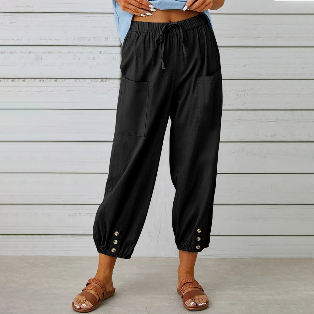 Heidi-Mode | Hosen Damen Leinen Capri Hosen für Entspannten Komfort Lockeren Stil