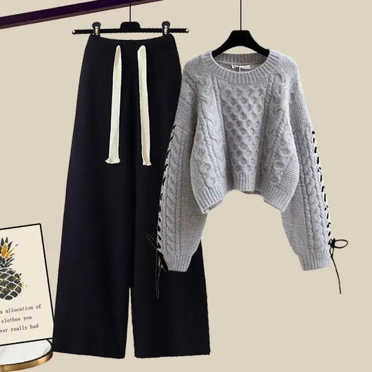 Heidi-Mode | Zweiteiliges Set für Frauen mit Pulli und Weitem, Bequemen und Warmen Hosen