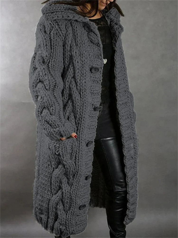 Heidi-Mode | Gemütliche Strickjacke mit Kapuze für Damen
