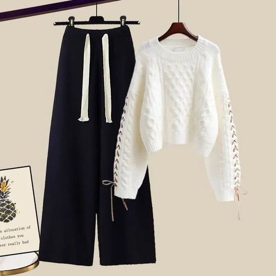 Heidi-Mode | Zweiteiliges Set für Frauen mit Pulli und Weitem, Bequemen und Warmen Hosen