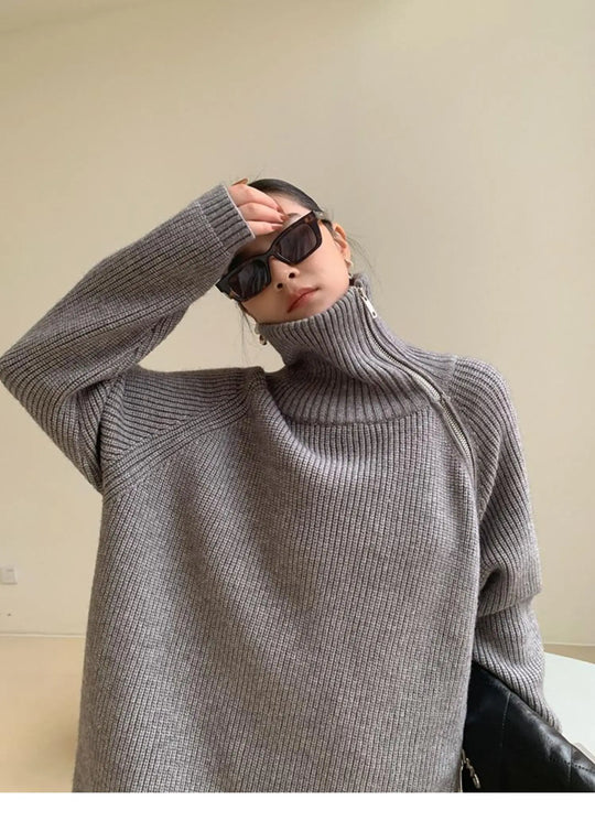 Heidi-Mode | Roter, Schlichter Pullover Mit Stehkragen