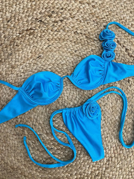 Heidi-Mode | Push Up Bikini Sexy Frauen Bademode Weibliche Bademode Sexy Bikini Set Brasilianisch Biquini Blumen Badeanzug Bandage Strandbekleidung