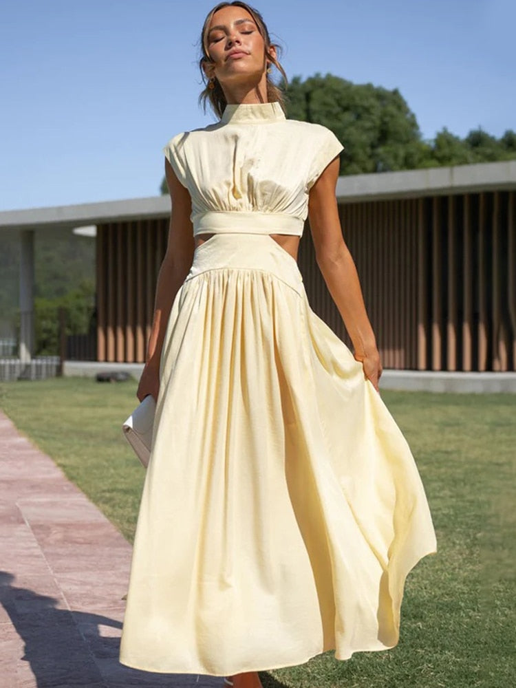 Heidi-Mode | Ärmellose Hohe Taille Ausgeschnittene Kleider
