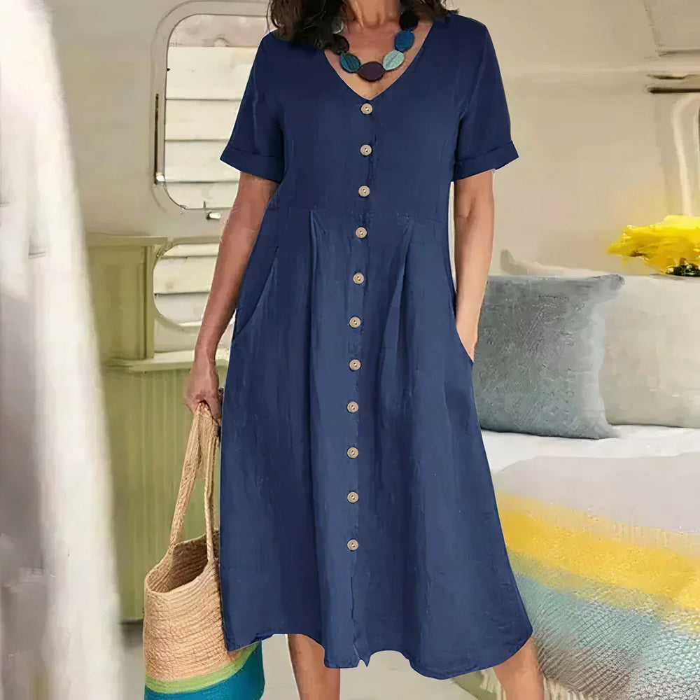 Heidi-Mode | Elegante Leinen Damenkleid Sommerlich Leicht