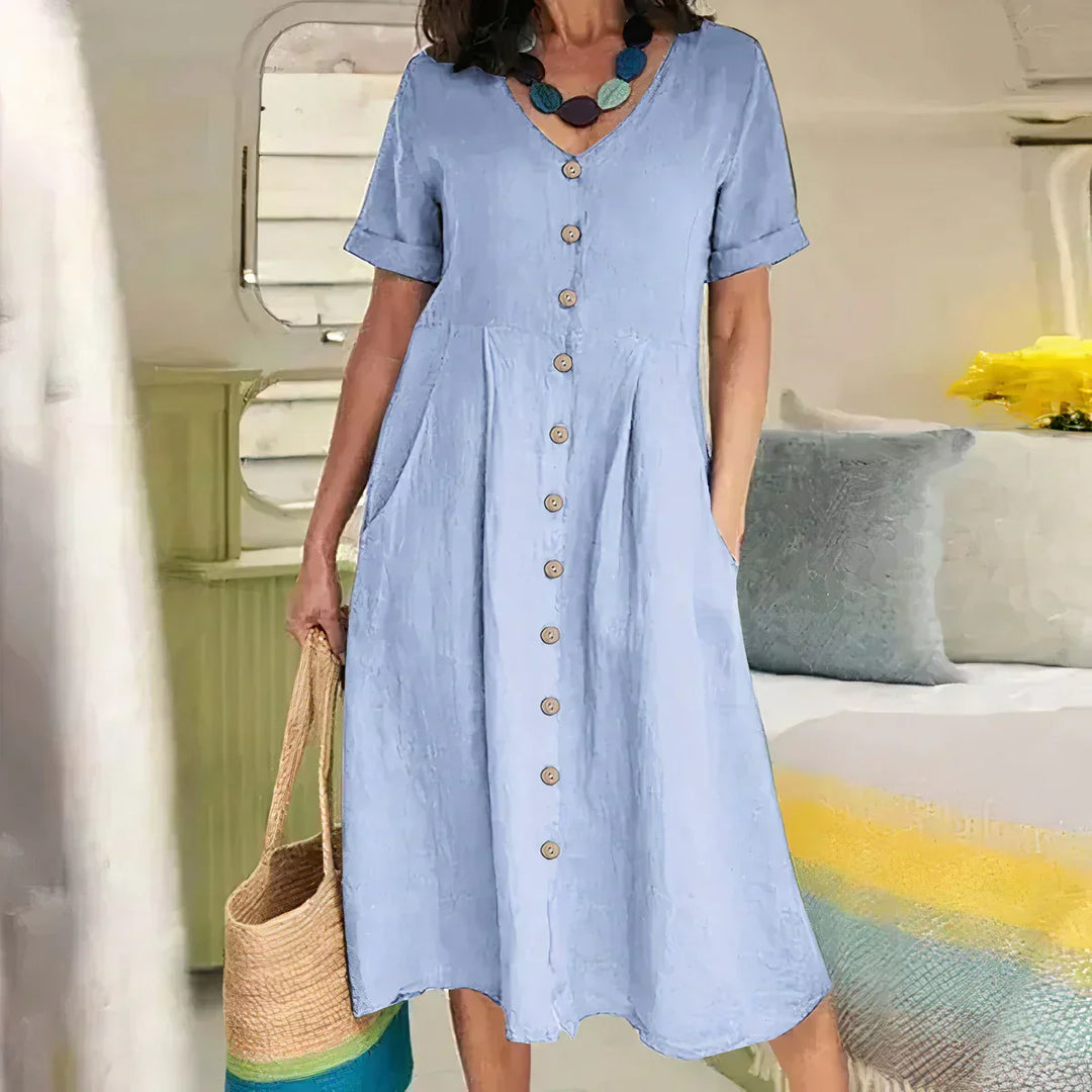Heidi-Mode | Elegante Leinen Damenkleid Sommerlich Leicht