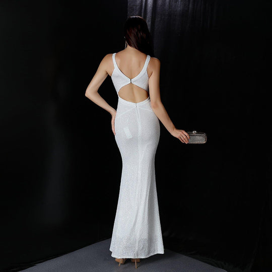 Heidi-Mode | Pailletten Abendkleid Lange Cocktail Slim Fischschwanz Elegant Damen Feier Jährliches Treffen Gastgeber
