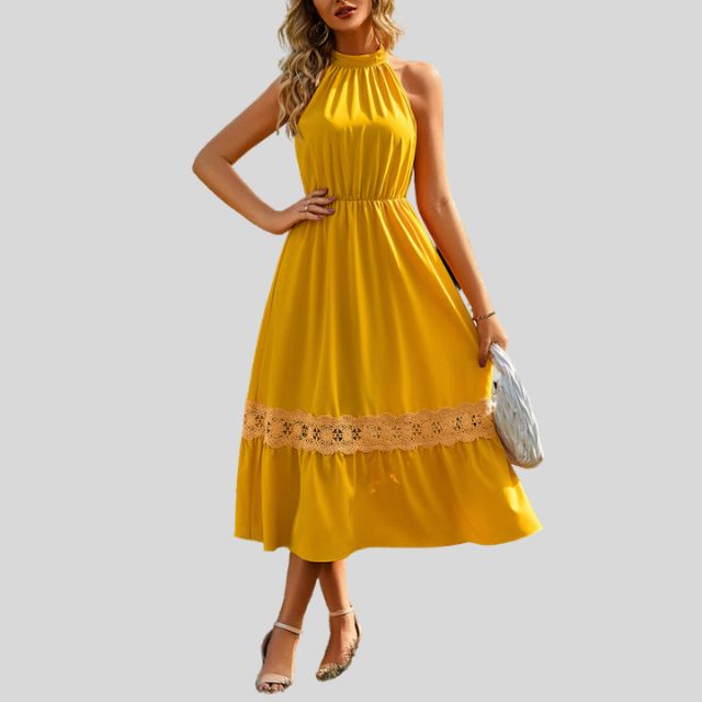 Heidi-Mode | Elegante Maxi Kleid mit Spitze Details